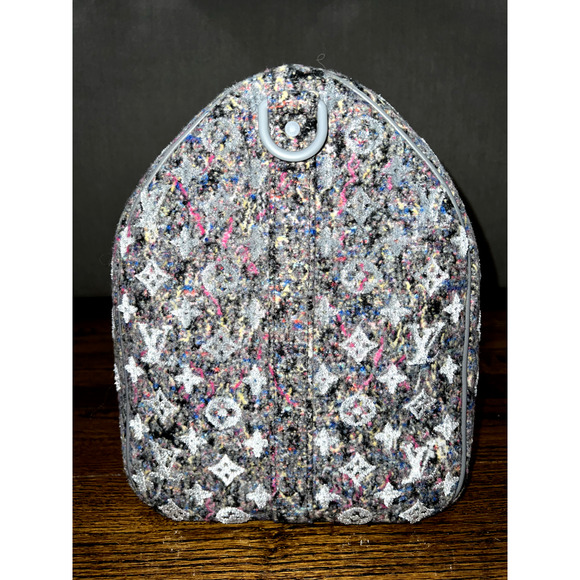 Louis Vuitton Keepall Bandouliere 50 Felt Grey Recycled Logo Weekend Travel Bag - Picture 8 of 12